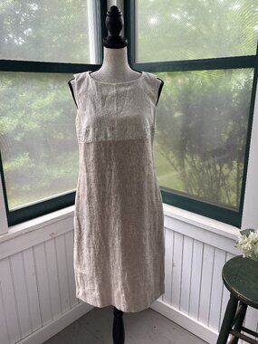S Max Mara Linen & Cotton Blend  Shift Dress | Natural | Size 6 (US) | Like New